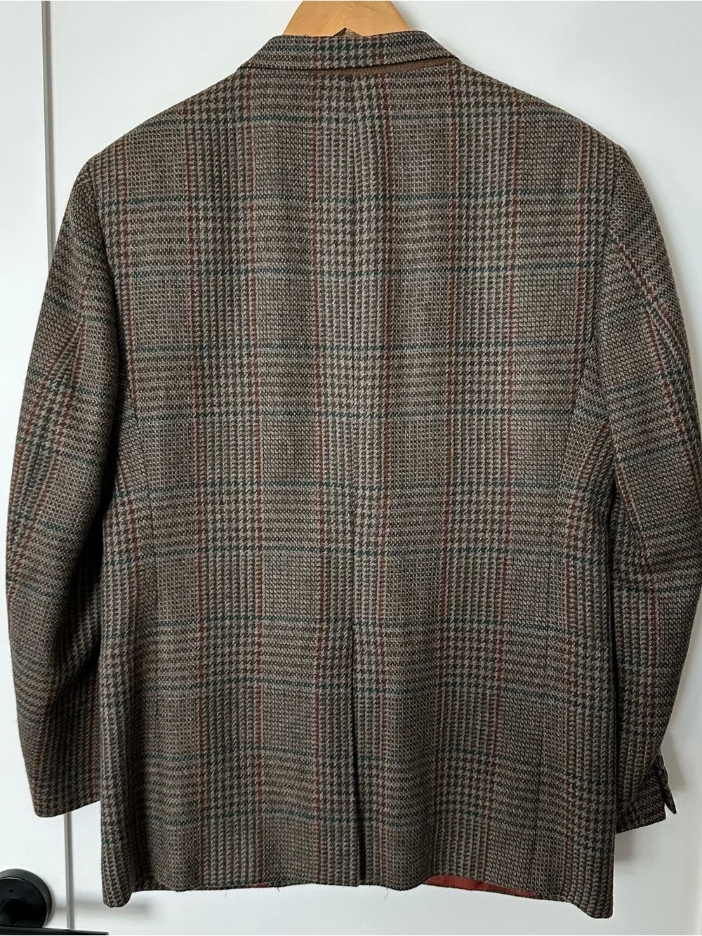 Brown plaid and houndstooth tweed blazer